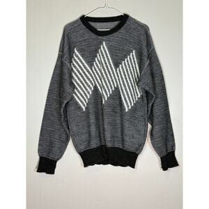 Vintage 80s/90 London fog, knit geometric sweater, Men's Large